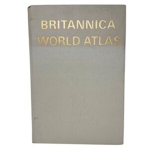 Britannica World Atlas Hardcover Book 1956 Edition Beige Cover Maps Geography